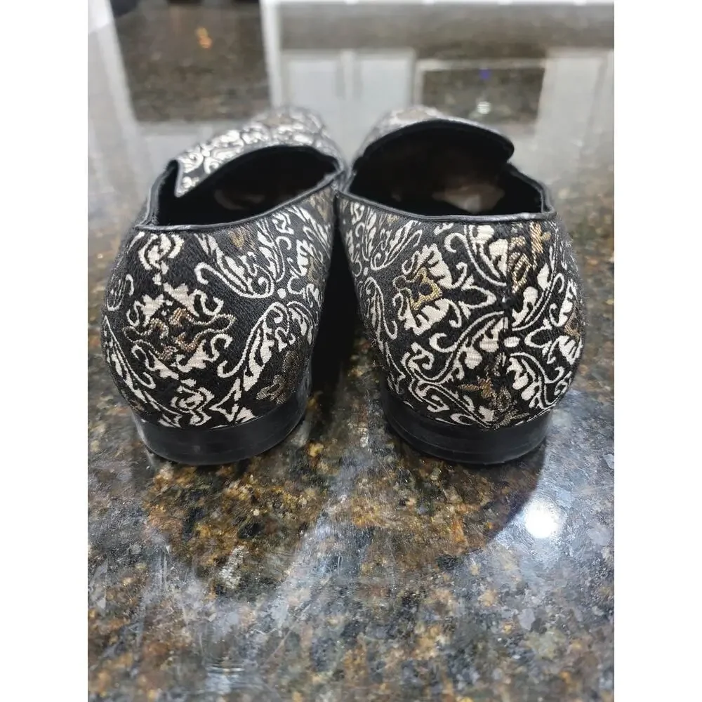 Giorgio Brutini Loafer Shoes Mens Size 11M Black Paisley Print Round Toe Slip On